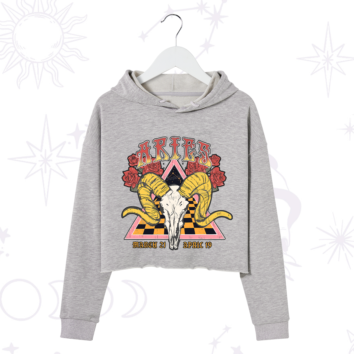 Purplehecate Aries Crew Zodiac Crop Hoodie