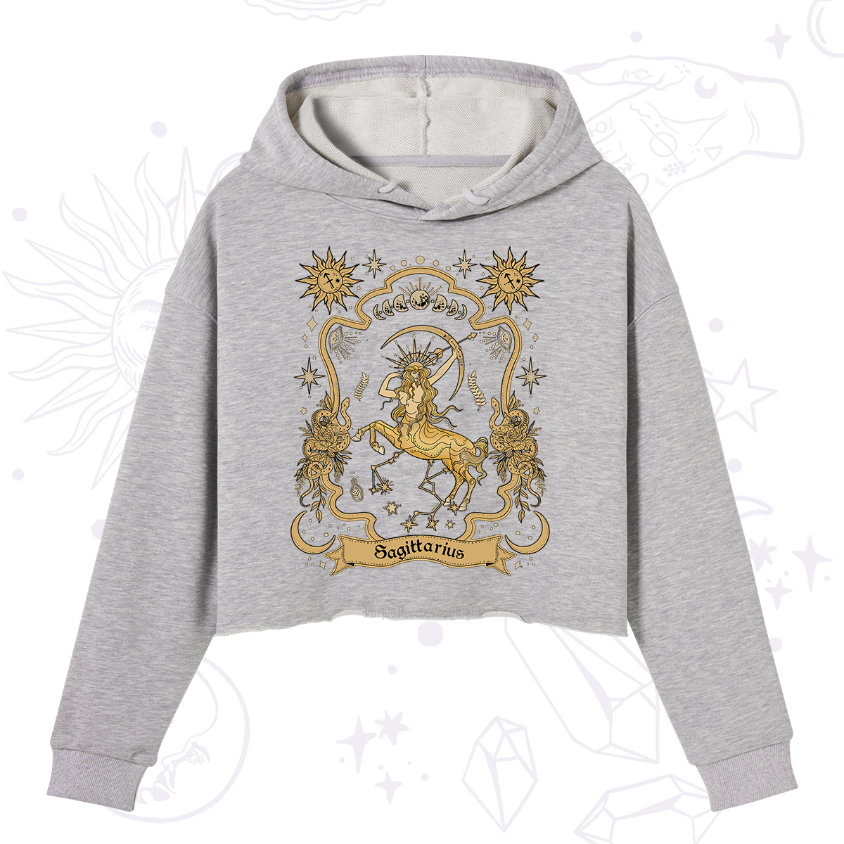 Purplehecate Sagittarius' Astral Mirage Zodiac Crop Hoodie