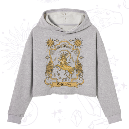 Purplehecate Sagittarius' Astral Mirage Zodiac Crop Hoodie