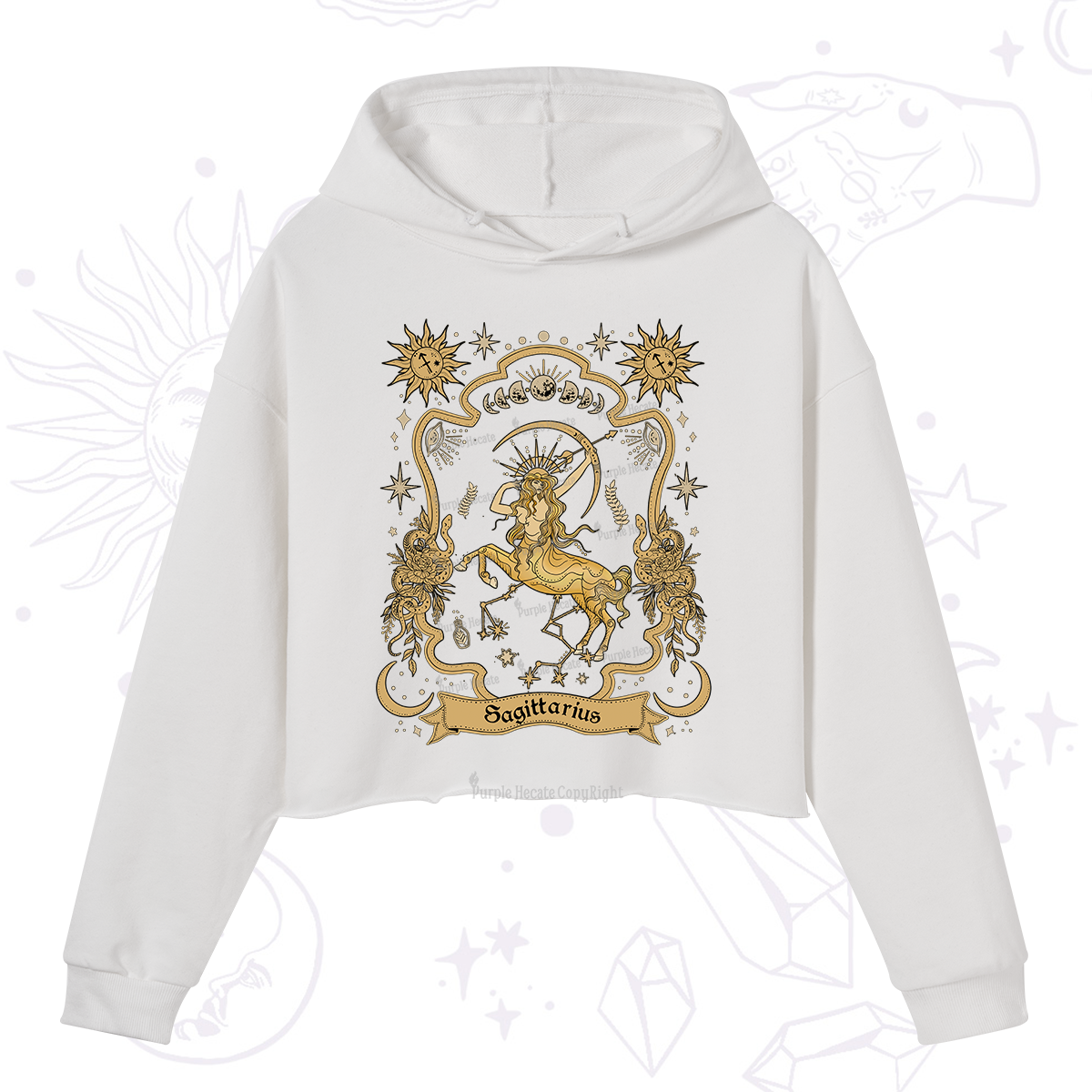 Purplehecate Sagittarius' Astral Mirage Zodiac Crop Hoodie