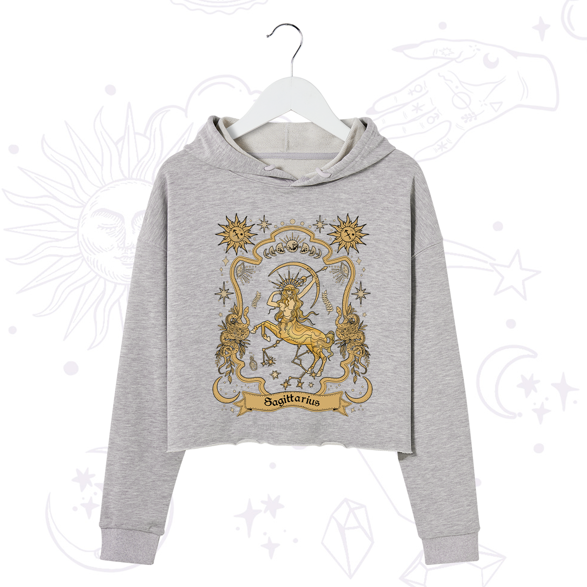Purplehecate Sagittarius' Astral Mirage Zodiac Crop Hoodie