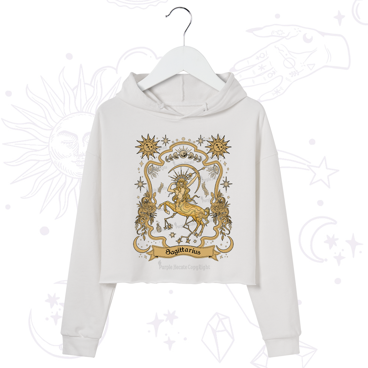 Purplehecate Sagittarius' Astral Mirage Zodiac Crop Hoodie