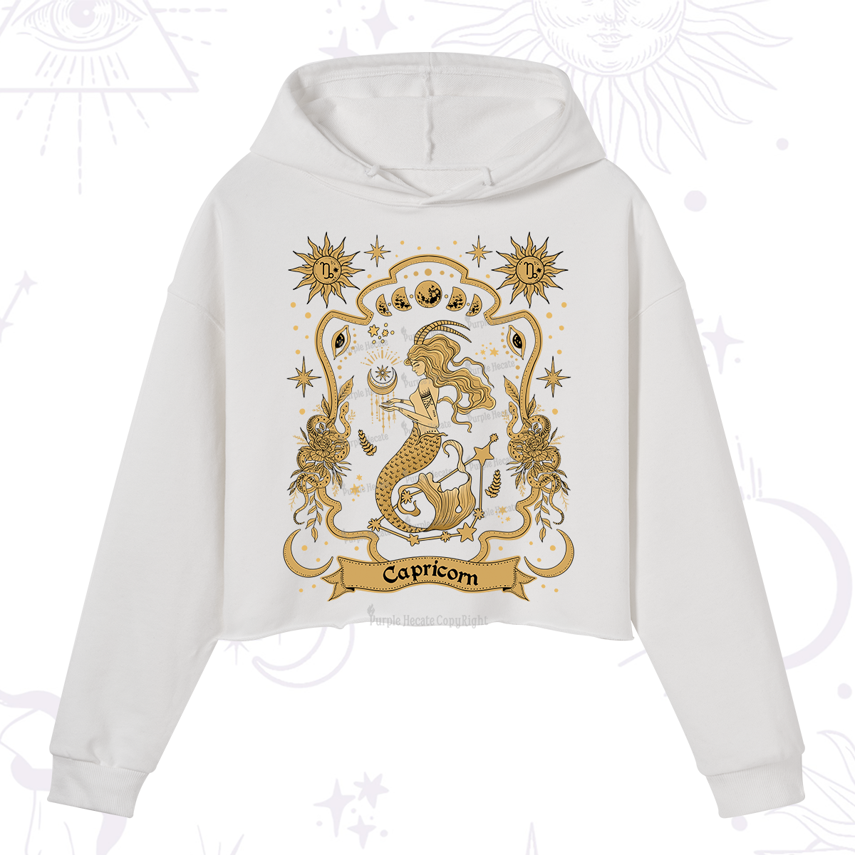 Purplehecate Capricorn' Astral Mirage Zodiac Crop Hoodie