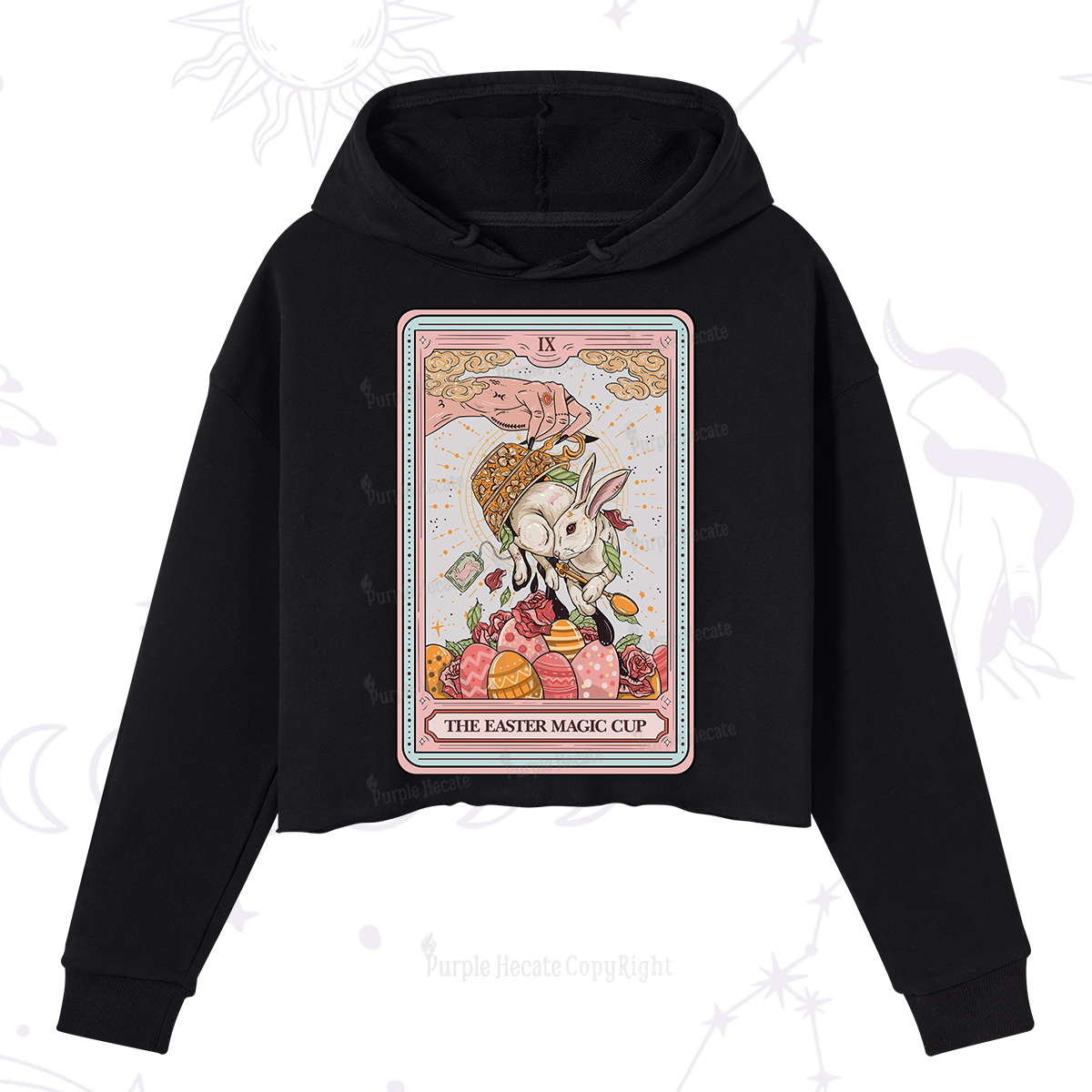 Purplehecate The Easter Magic Cup Tarot Crop Hoodie