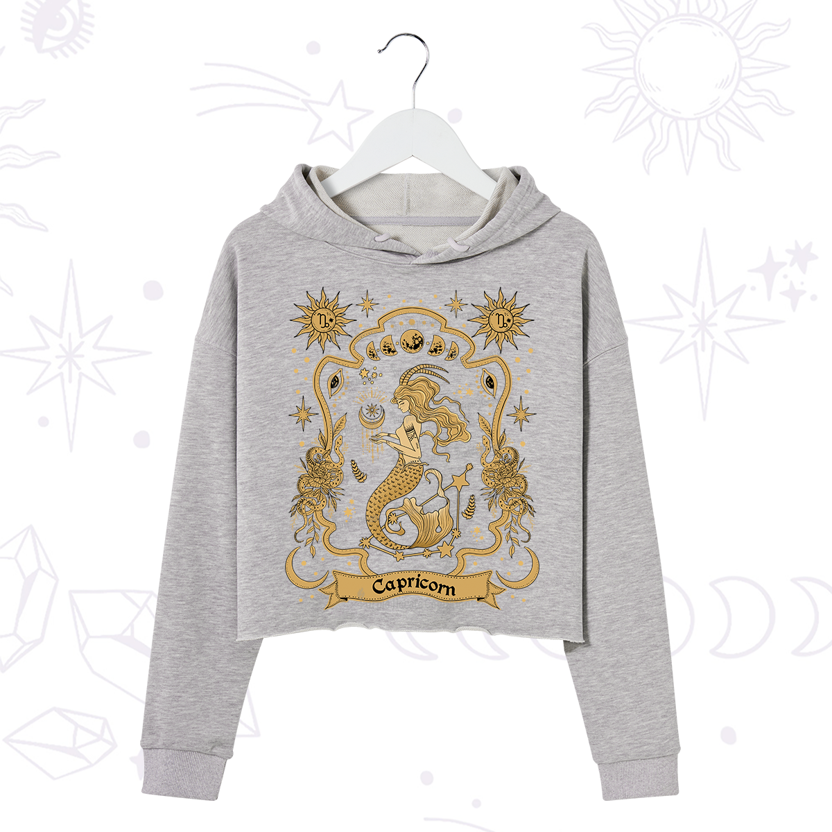 Purplehecate Capricorn' Astral Mirage Zodiac Crop Hoodie