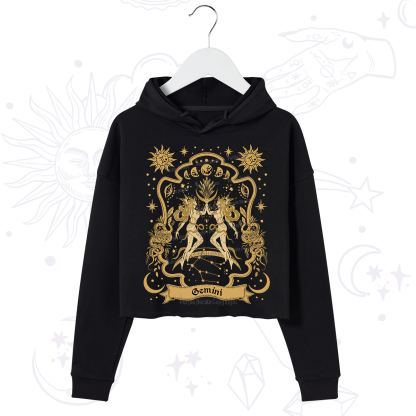Purplehecate Gemini' Astral Mirage Zodiac Crop Hoodie