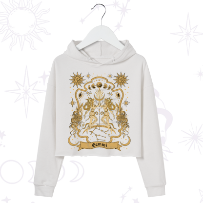 Purplehecate Gemini' Astral Mirage Zodiac Crop Hoodie