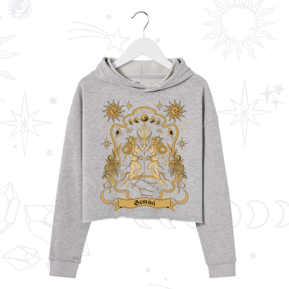 Purplehecate Gemini' Astral Mirage Zodiac Crop Hoodie