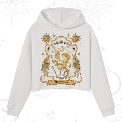 Purplehecate Aquarius' Astral Mirage Zodiac Crop Hoodie