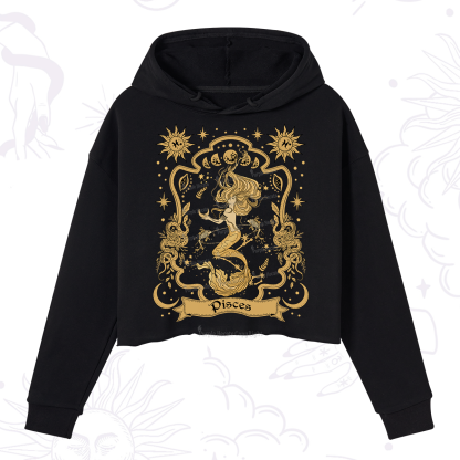 Purplehecate Pisces' Astral Mirage Zodiac Crop Hoodie