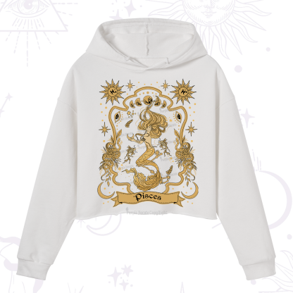 Purplehecate Pisces' Astral Mirage Zodiac Crop Hoodie