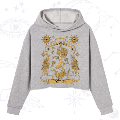 Purplehecate Pisces' Astral Mirage Zodiac Crop Hoodie