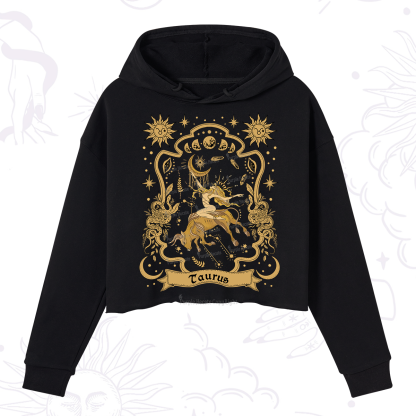 Purplehecate Taurus' Astral Mirage Zodiac Crop Hoodie