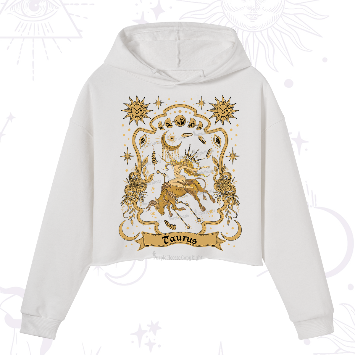 Purplehecate Taurus' Astral Mirage Zodiac Crop Hoodie