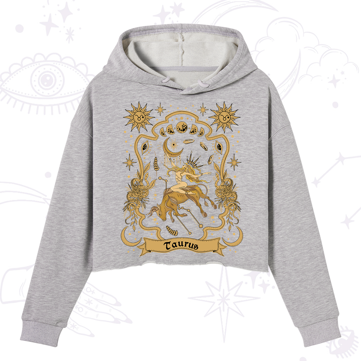 Purplehecate Taurus' Astral Mirage Zodiac Crop Hoodie
