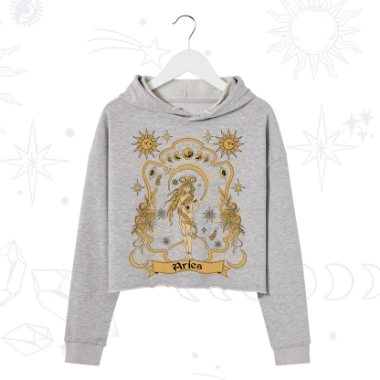 Purplehecate Aries' Astral Mirage Zodiac Crop Hoodie