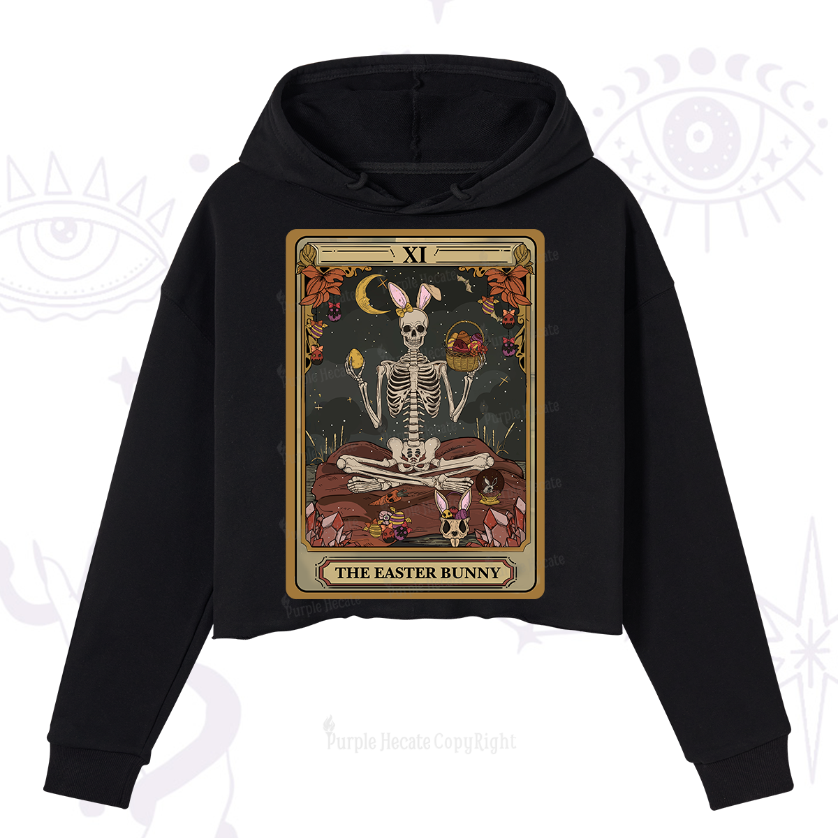 Purplehecate The Easter Bunny Tarot Crop Hoodie