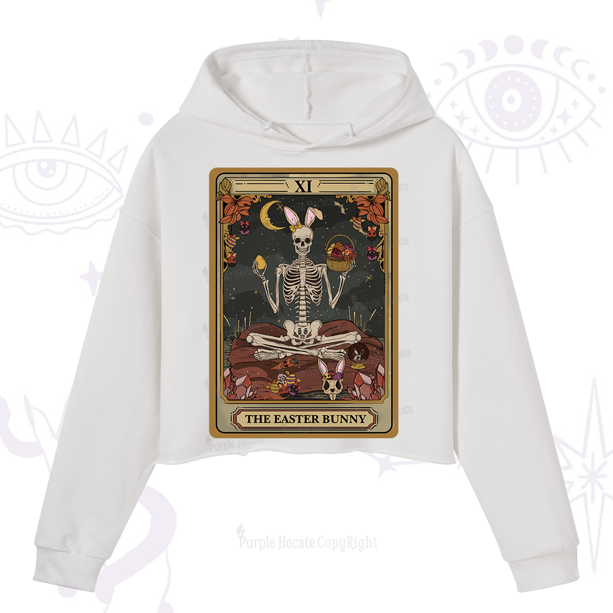 Purplehecate The Easter Bunny Tarot Crop Hoodie