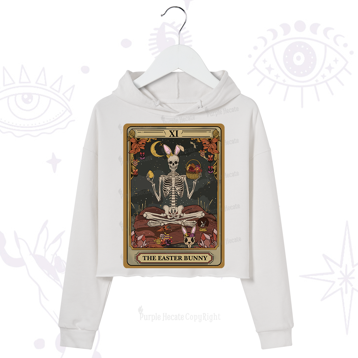 Purplehecate The Easter Bunny Tarot Crop Hoodie