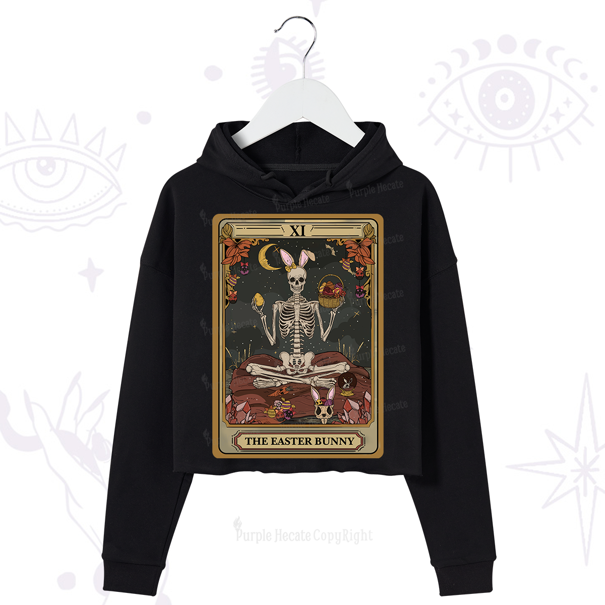 Purplehecate The Easter Bunny Tarot Crop Hoodie