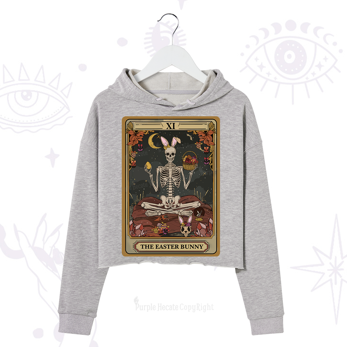 Purplehecate The Easter Bunny Tarot Crop Hoodie