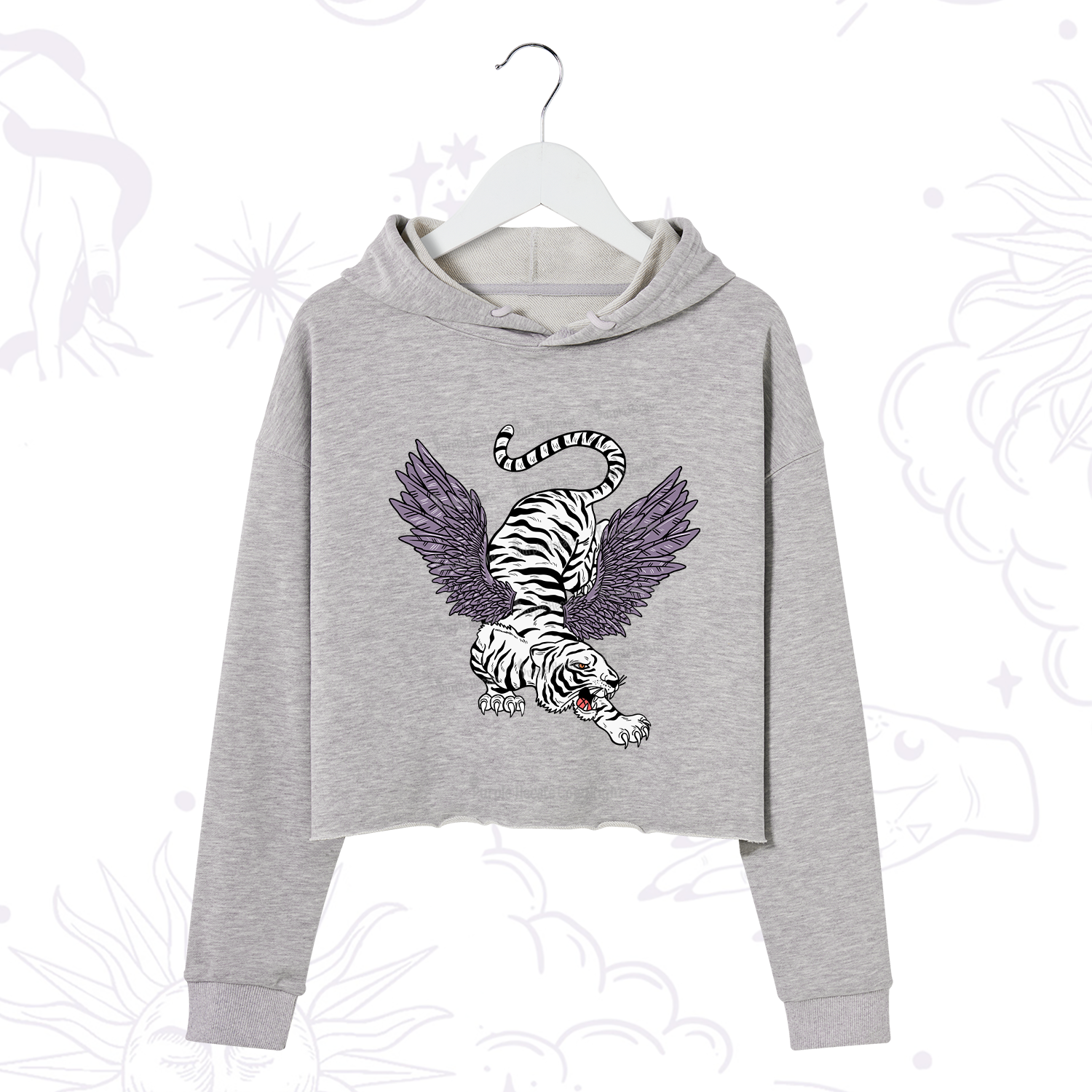 Purplehecate Tiger With Wings Crop Hoodie