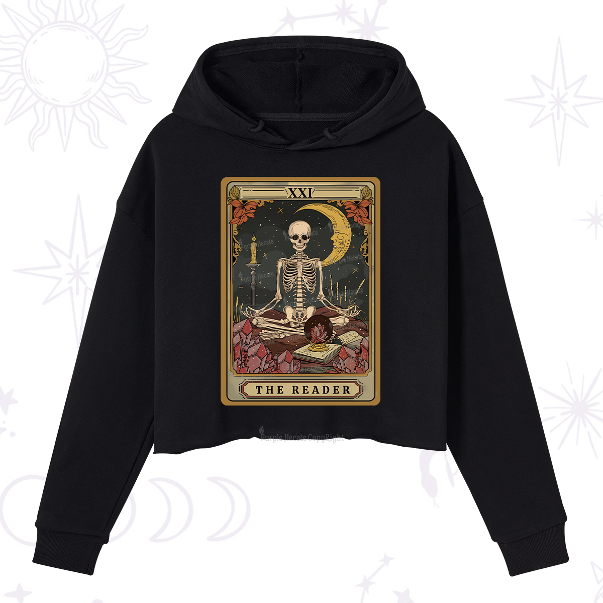 Purplehecate The Reader Tarot Crop Hoodie