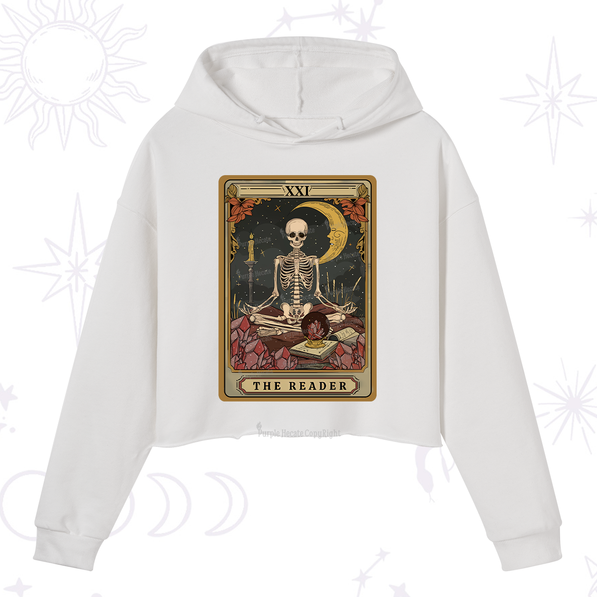 Purplehecate The Reader Tarot Crop Hoodie
