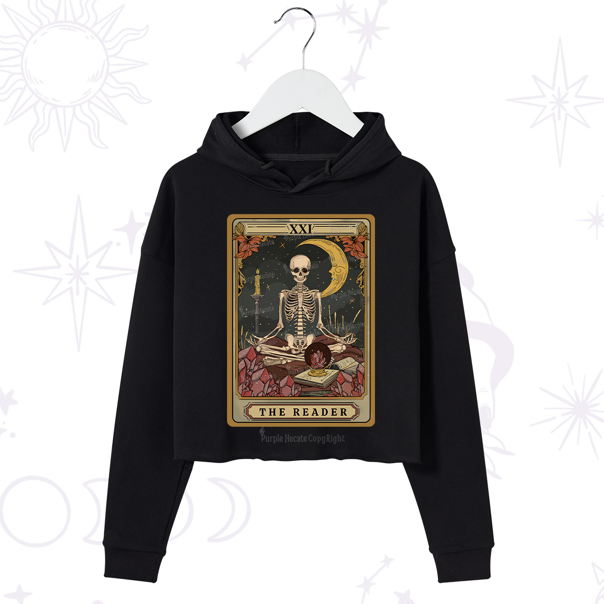 Purplehecate The Reader Tarot Crop Hoodie