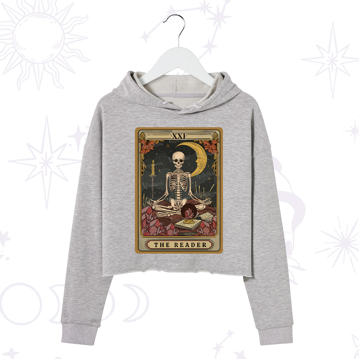 Purplehecate The Reader Tarot Crop Hoodie