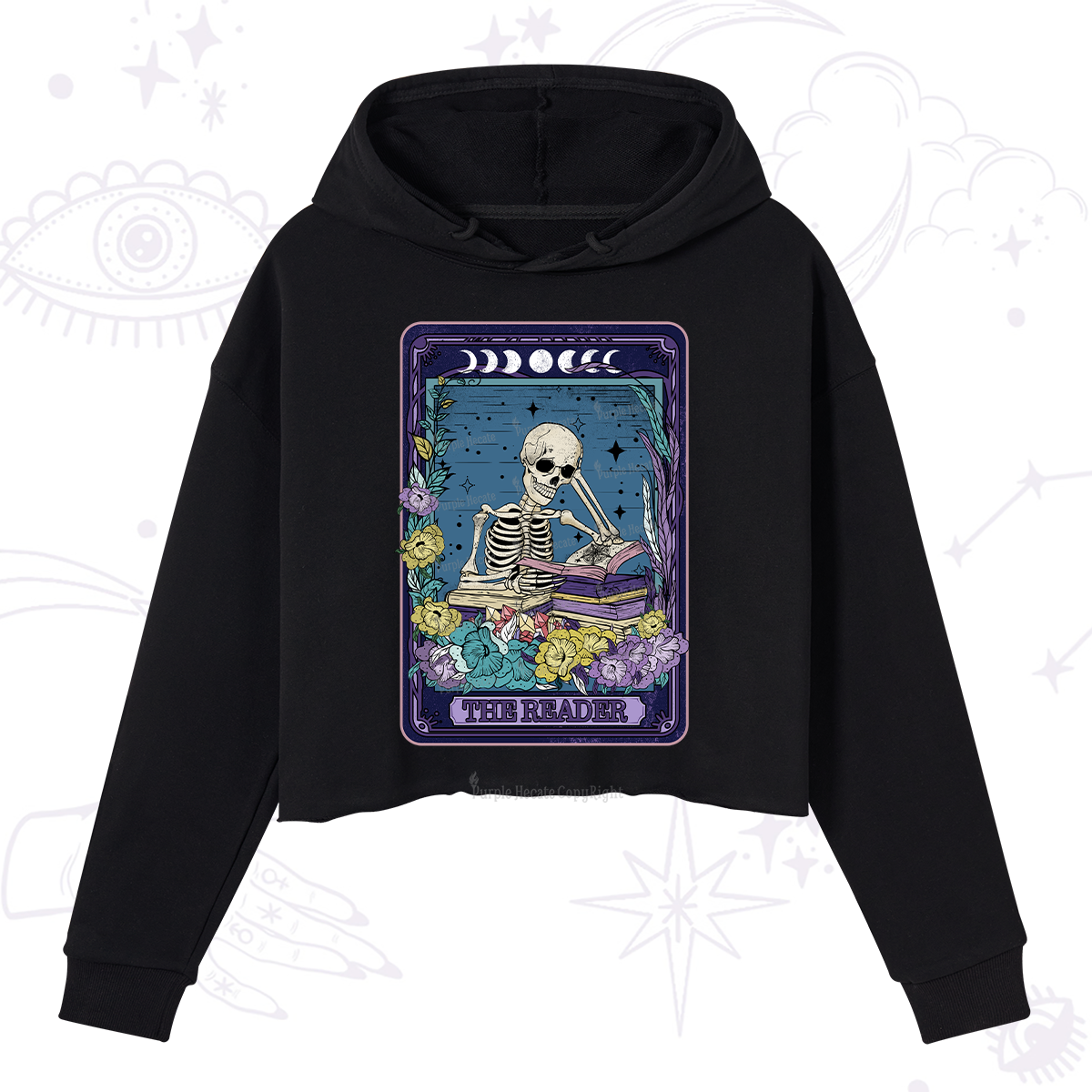 Purplehecate The Reader Tarot Card Crop Hoodie