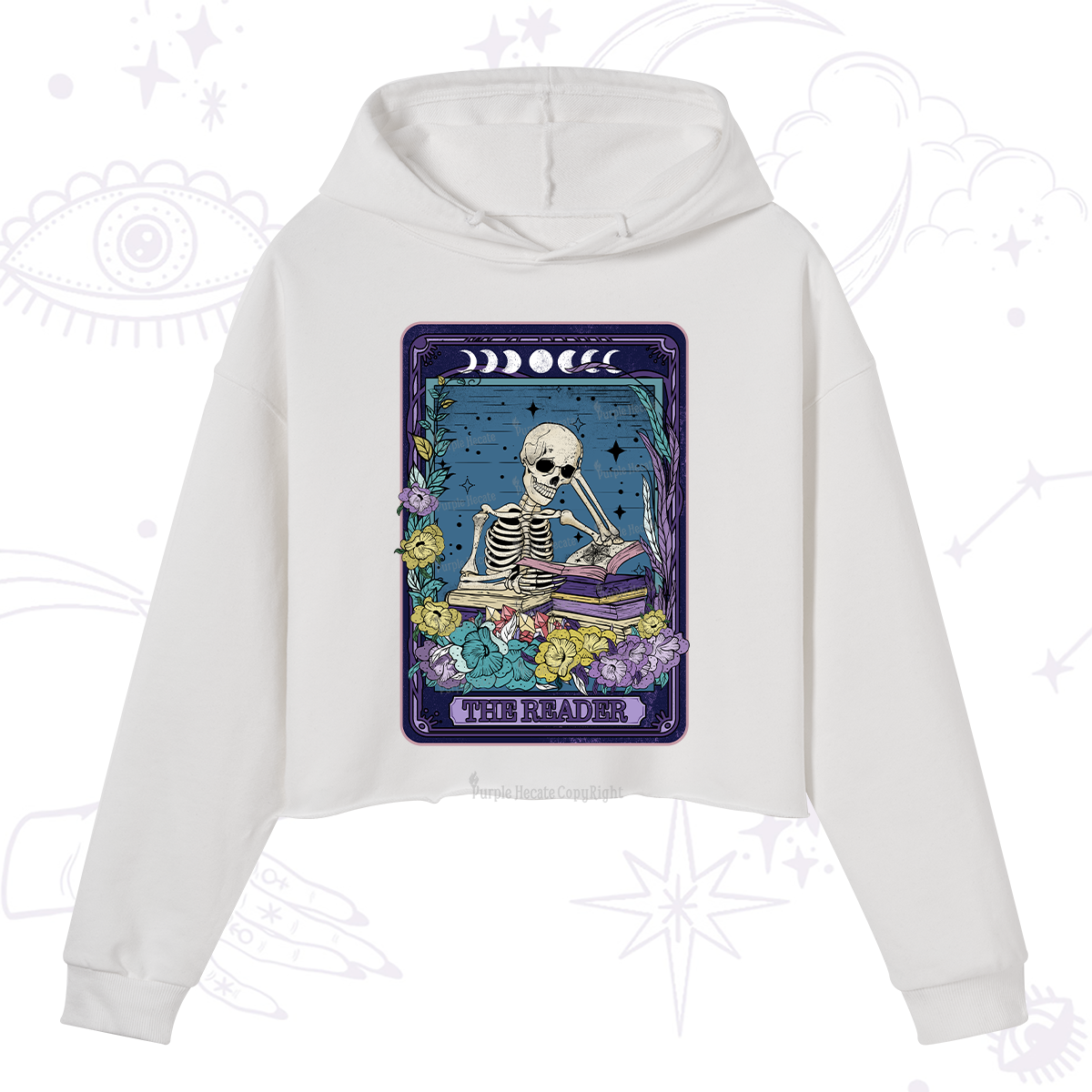 Purplehecate The Reader Tarot Card Crop Hoodie