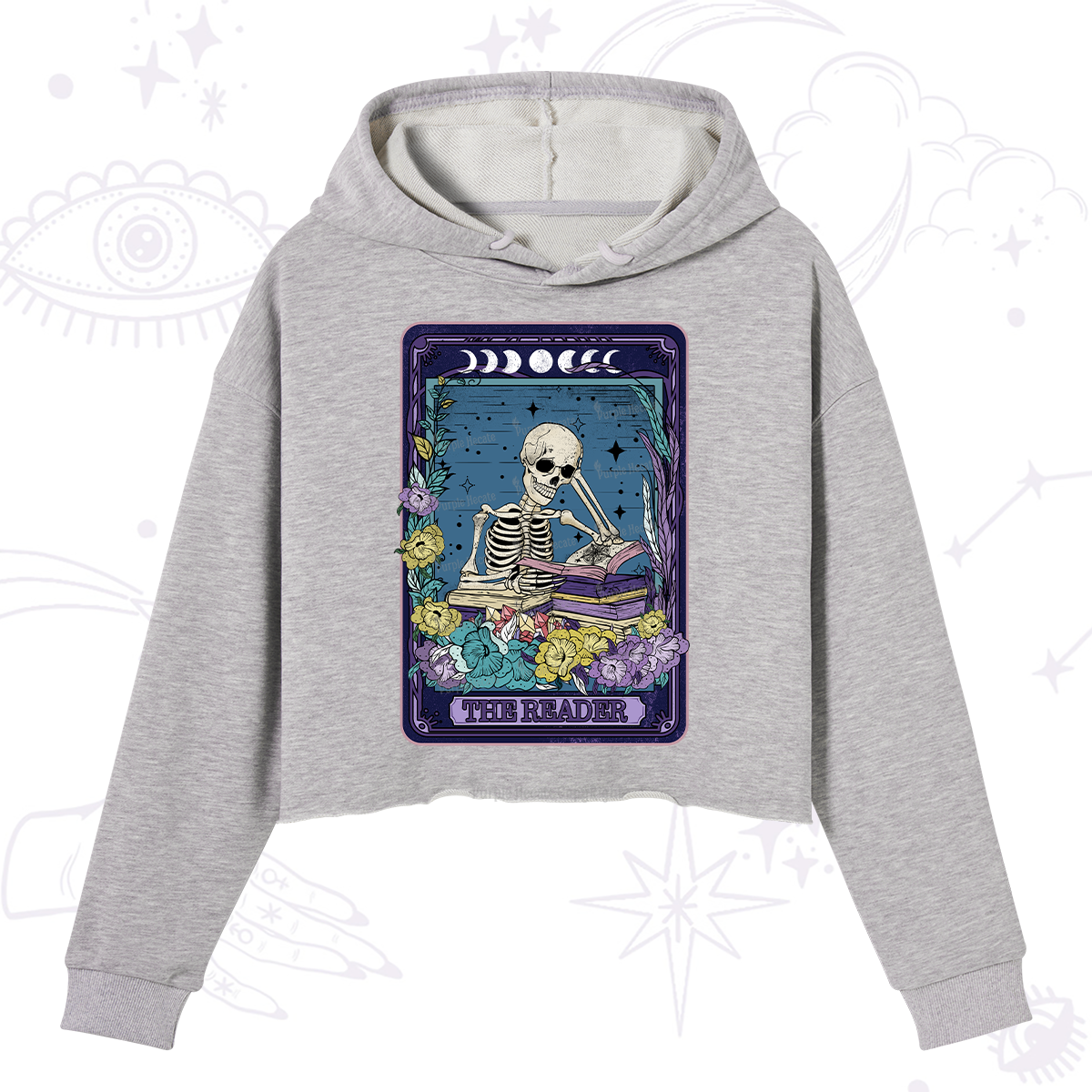 Purplehecate The Reader Tarot Card Crop Hoodie