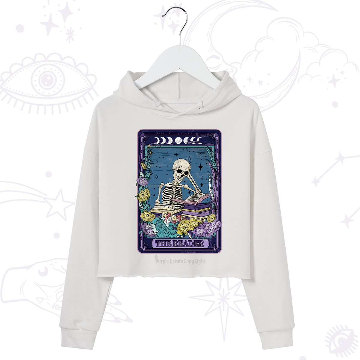 Purplehecate The Reader Tarot Card Crop Hoodie