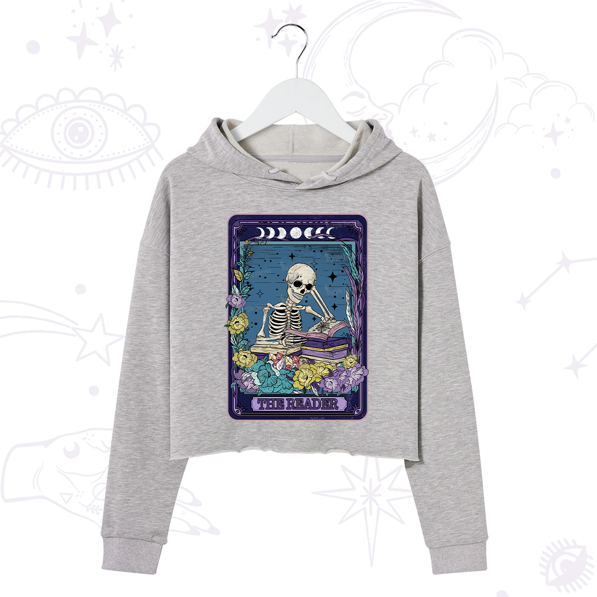 Purplehecate The Reader Tarot Card Crop Hoodie