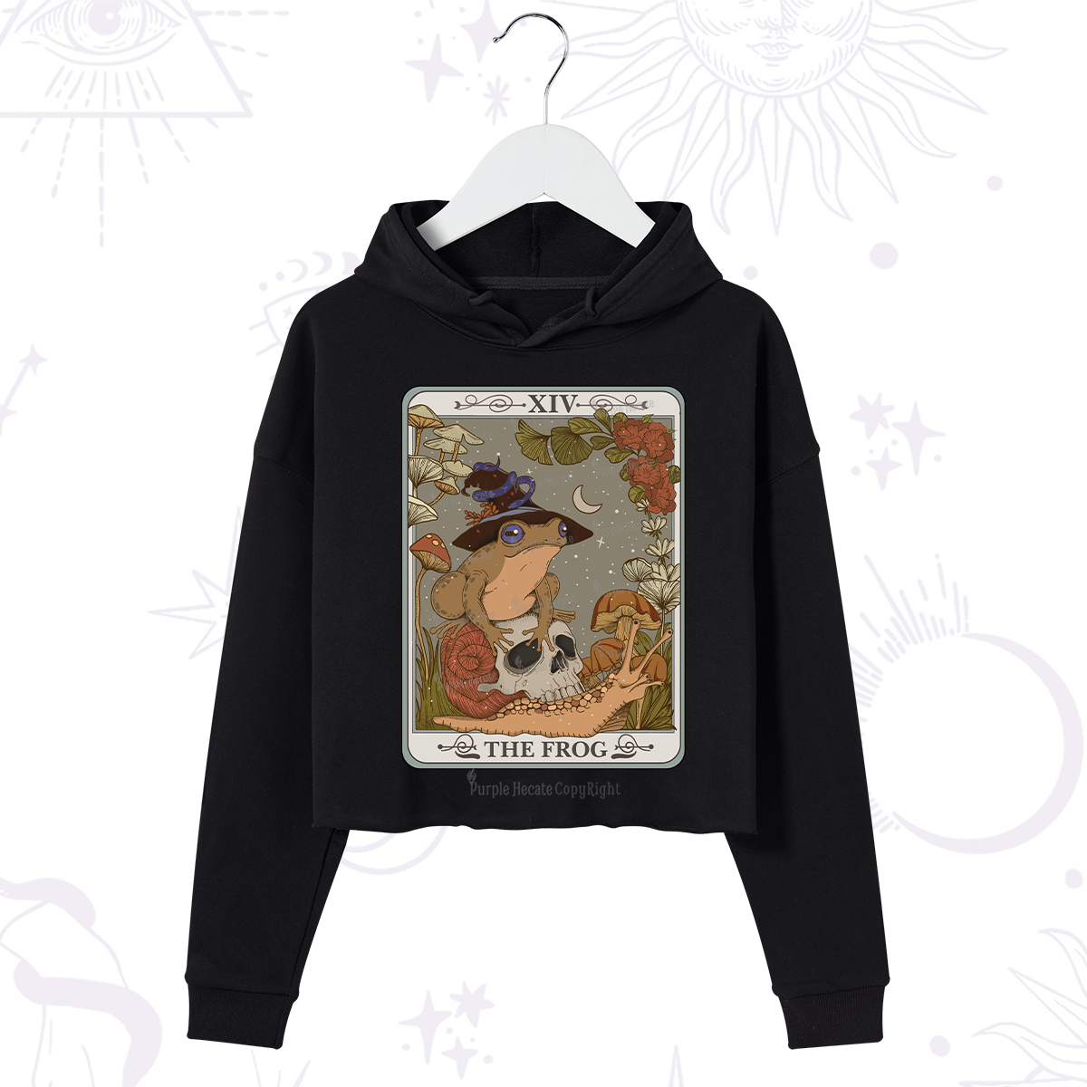 Purplehecate The Frog Tarot Crop Hoodie