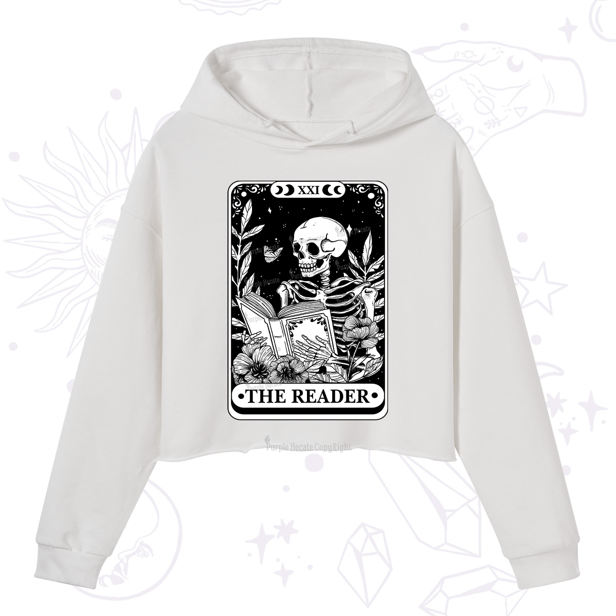 Purplehecate The Reader Tarot Card Crop Hoodie
