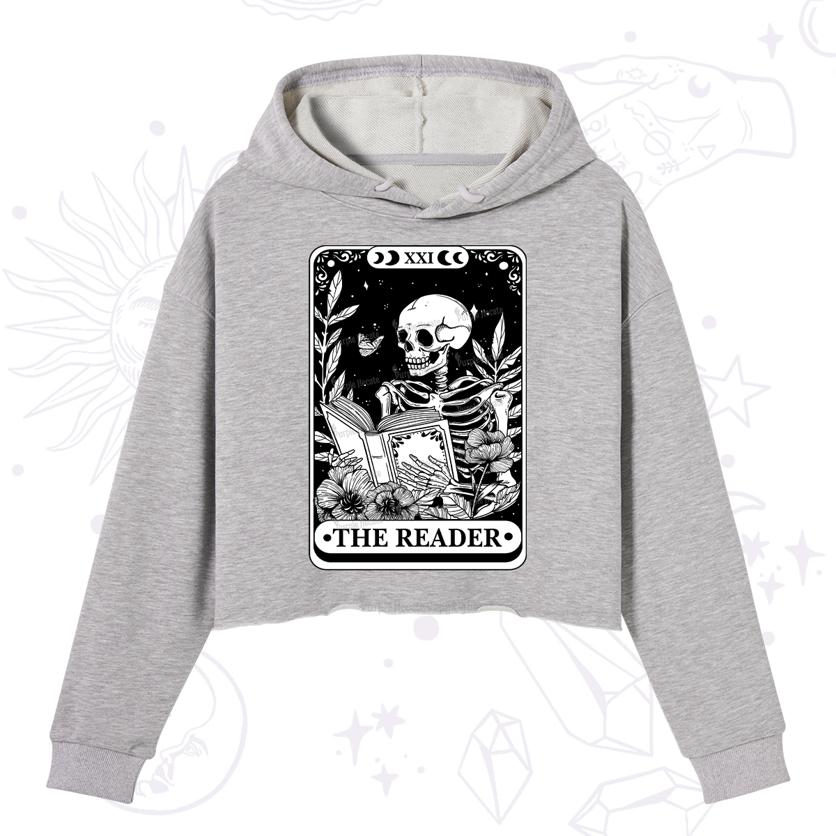 Purplehecate The Reader Tarot Card Crop Hoodie