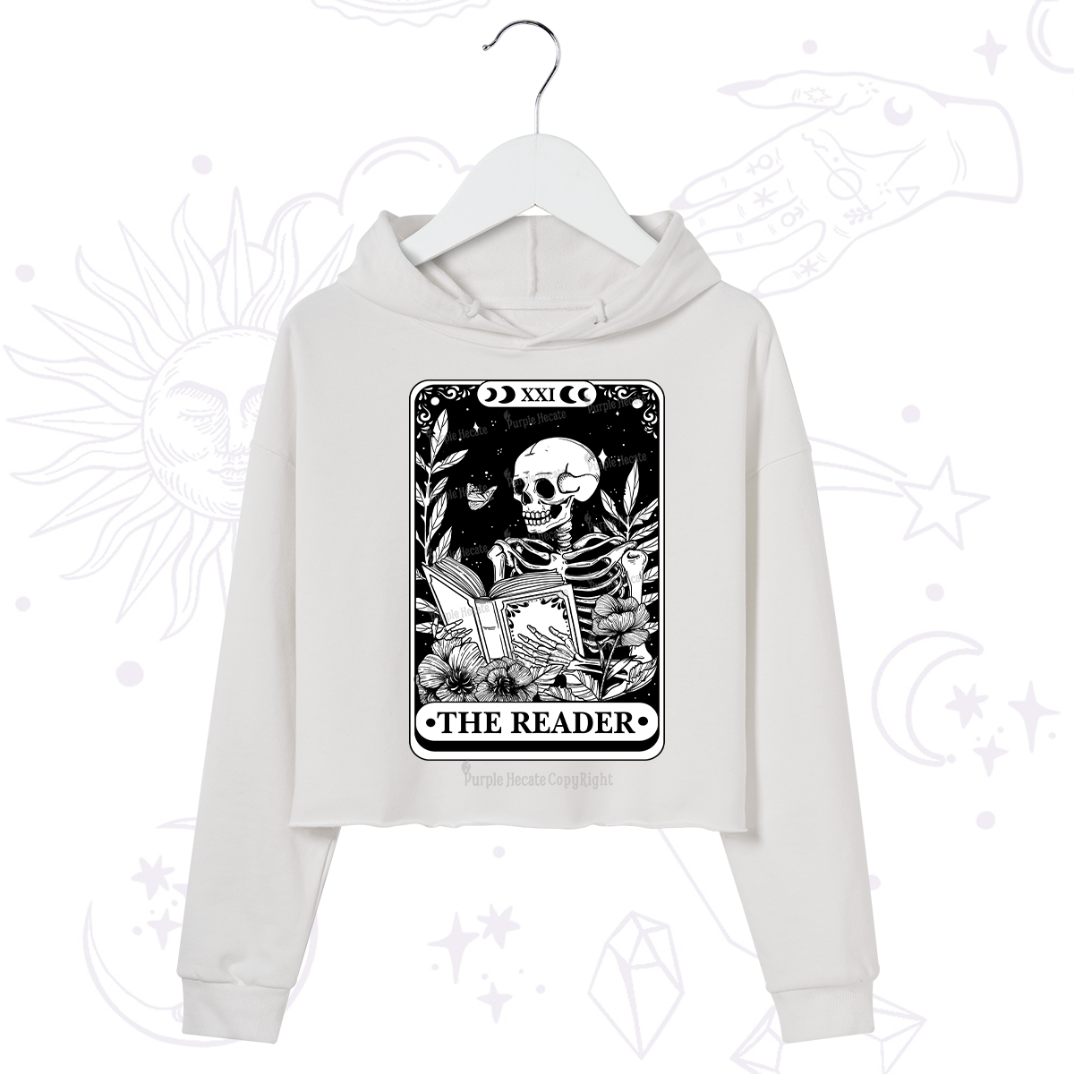 Purplehecate The Reader Tarot Card Crop Hoodie