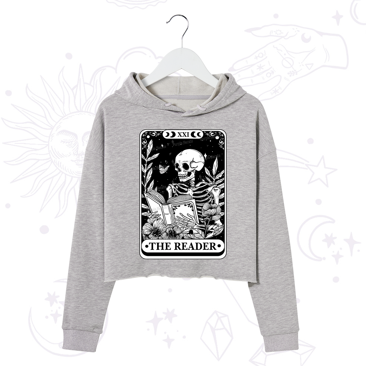 Purplehecate The Reader Tarot Card Crop Hoodie