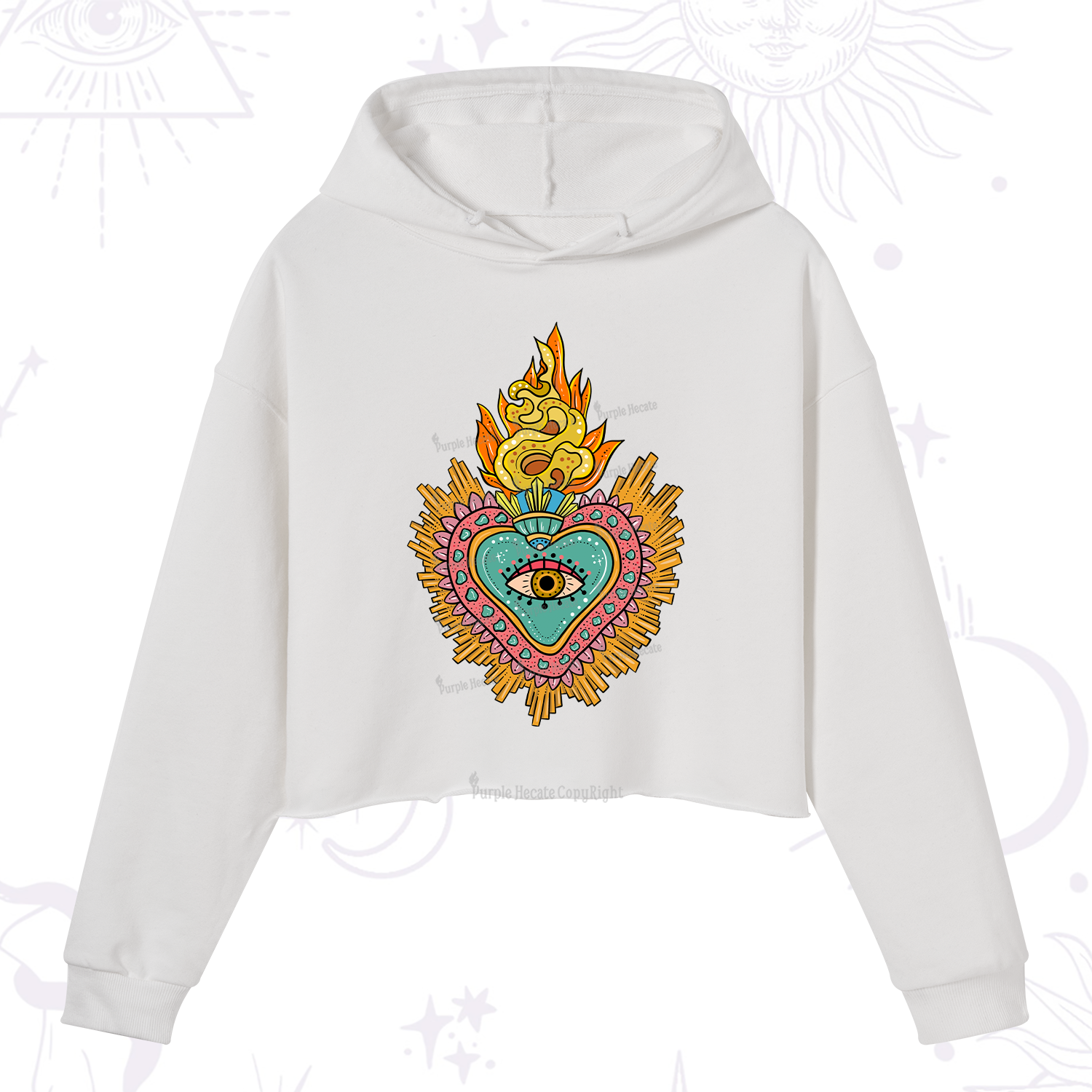 Purplehecate Rainbow Sacred Heart Crop Hoodie