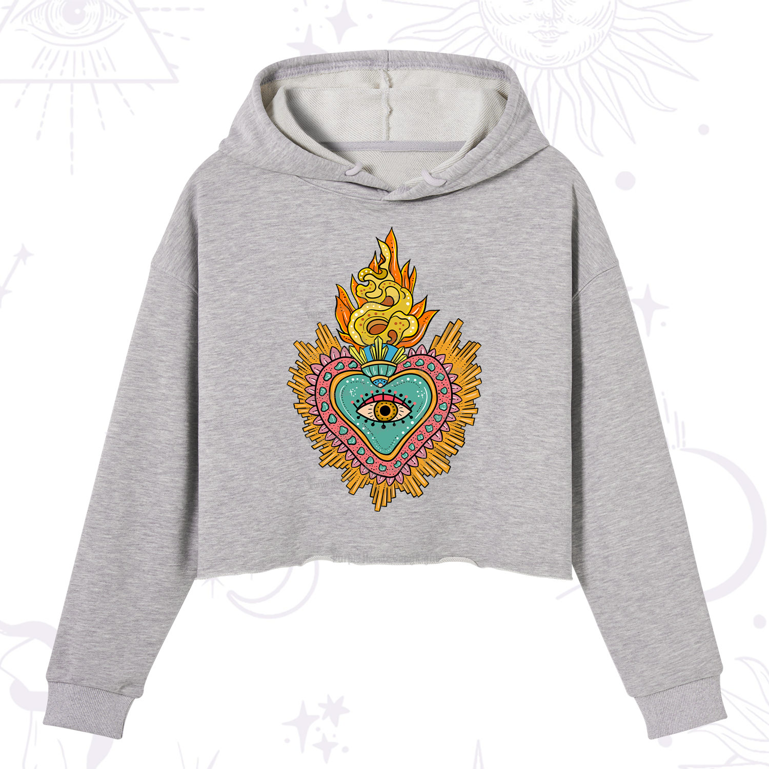 Purplehecate Rainbow Sacred Heart Crop Hoodie