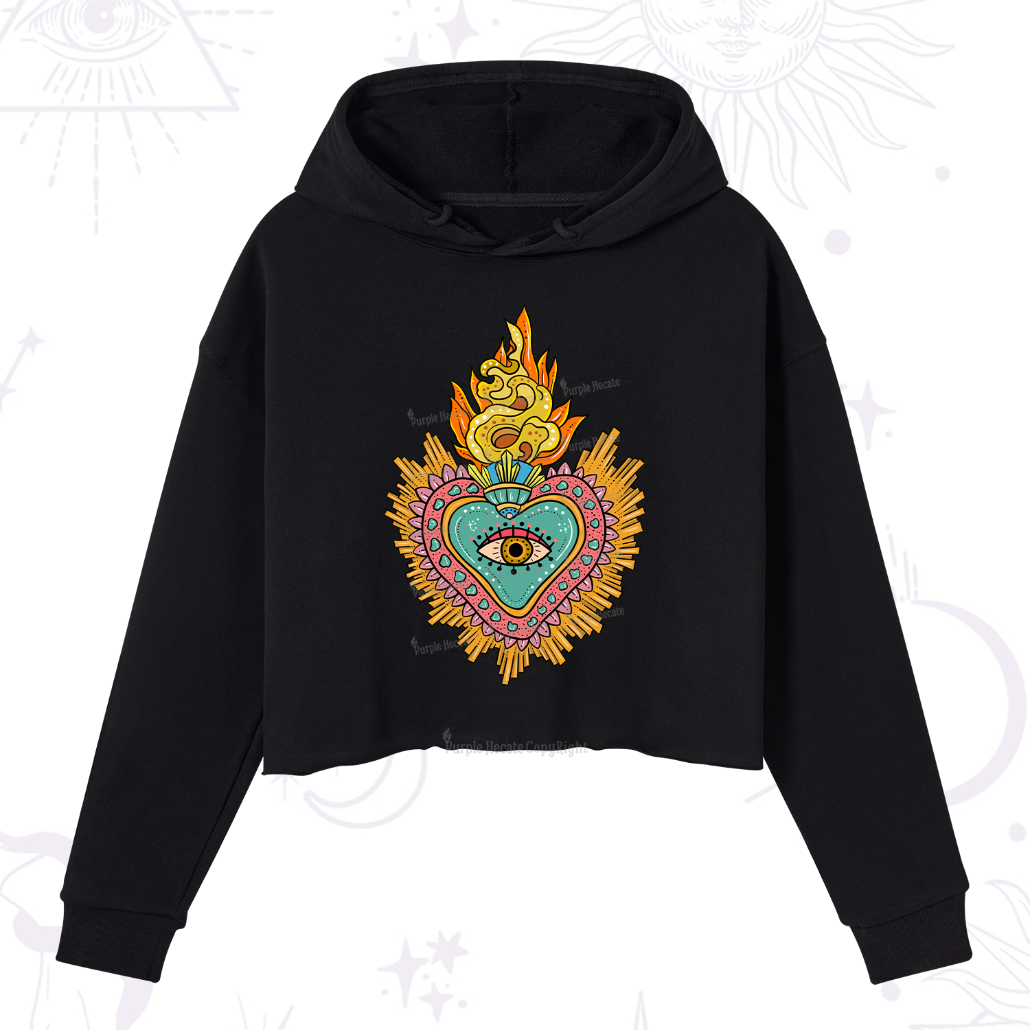 Purplehecate Rainbow Sacred Heart Crop Hoodie