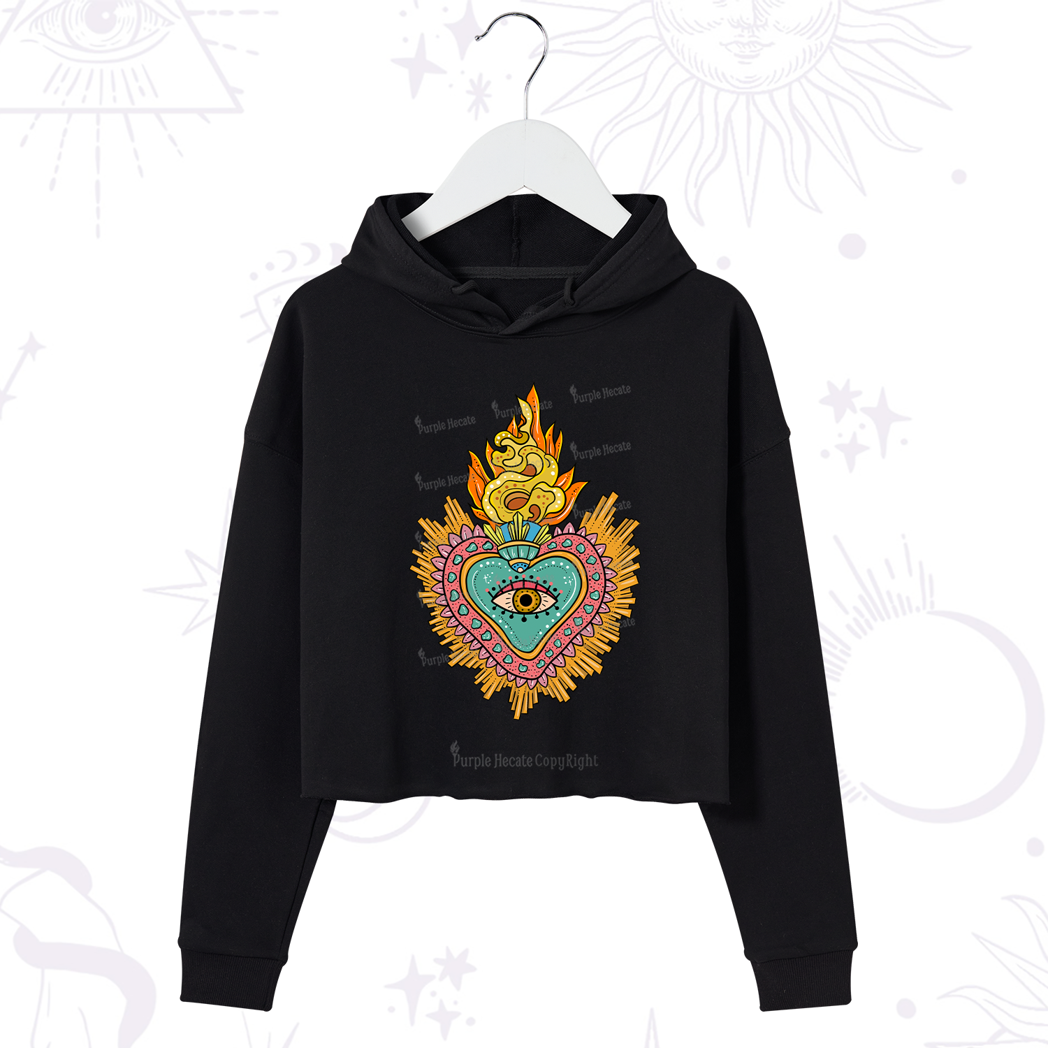 Purplehecate Rainbow Sacred Heart Crop Hoodie
