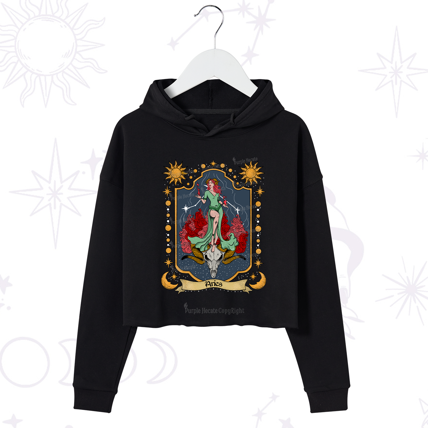 Purplehecate Aries Zodiac Crop Hoodie
