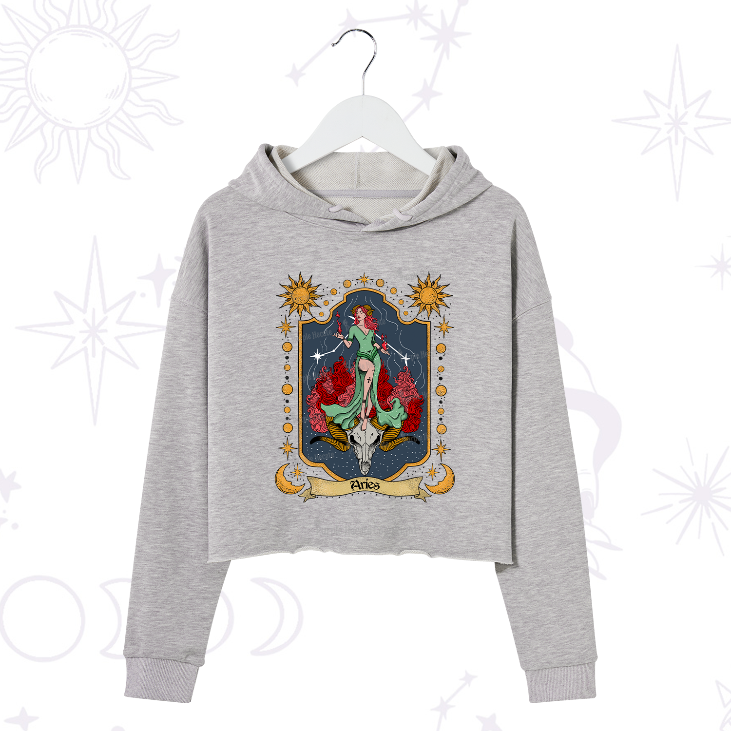 Purplehecate Aries Zodiac Crop Hoodie