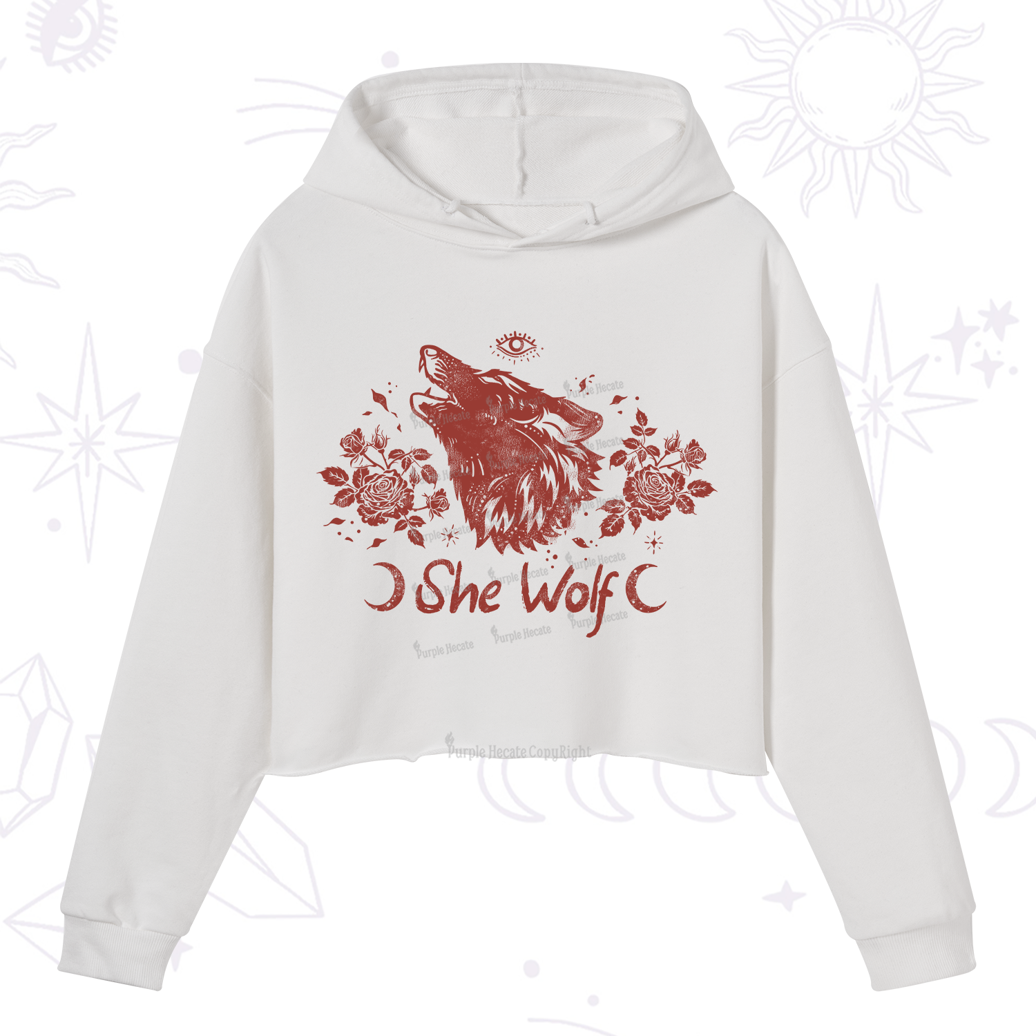 Purplehecate She Wolf Crop Hoodie