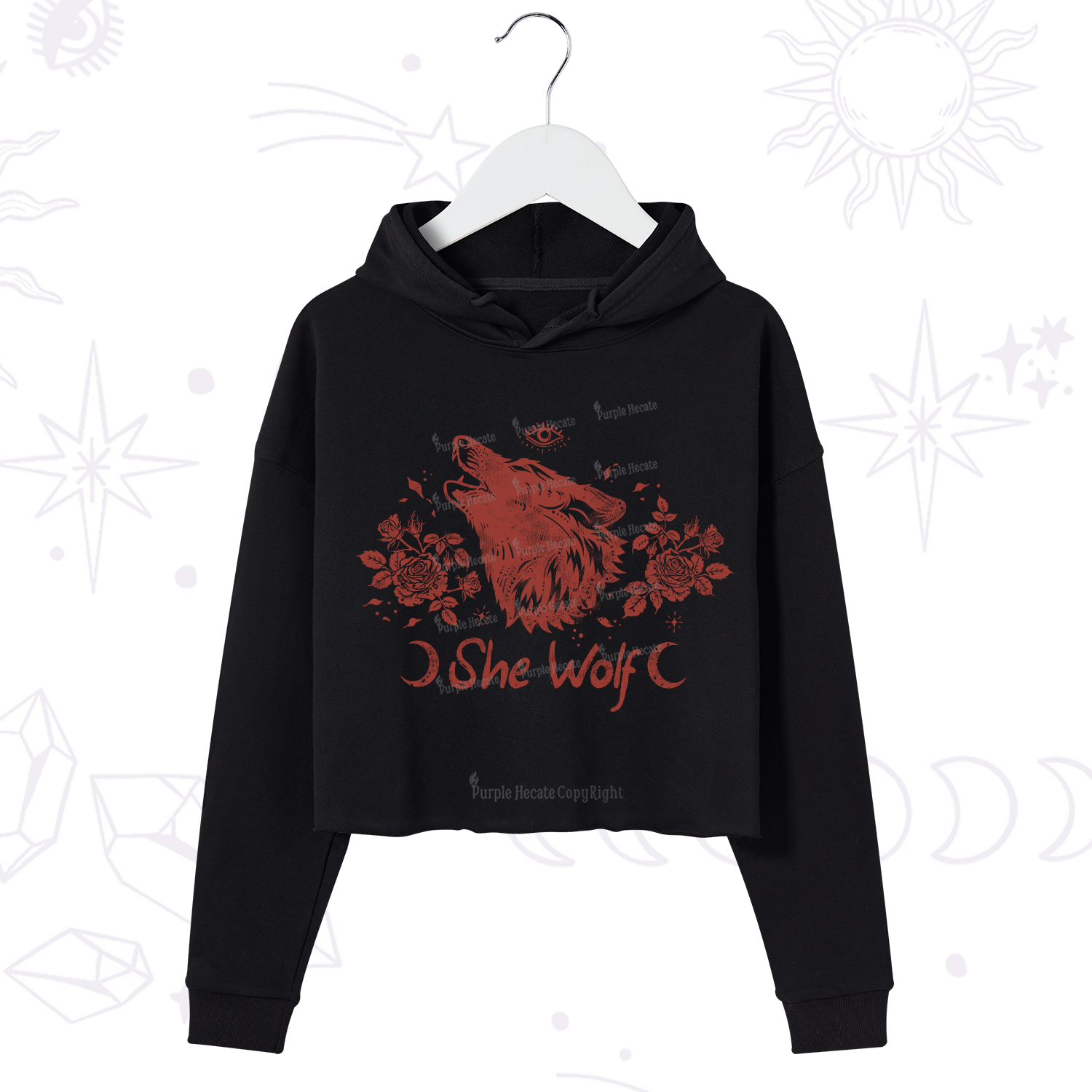 Purplehecate She Wolf Crop Hoodie