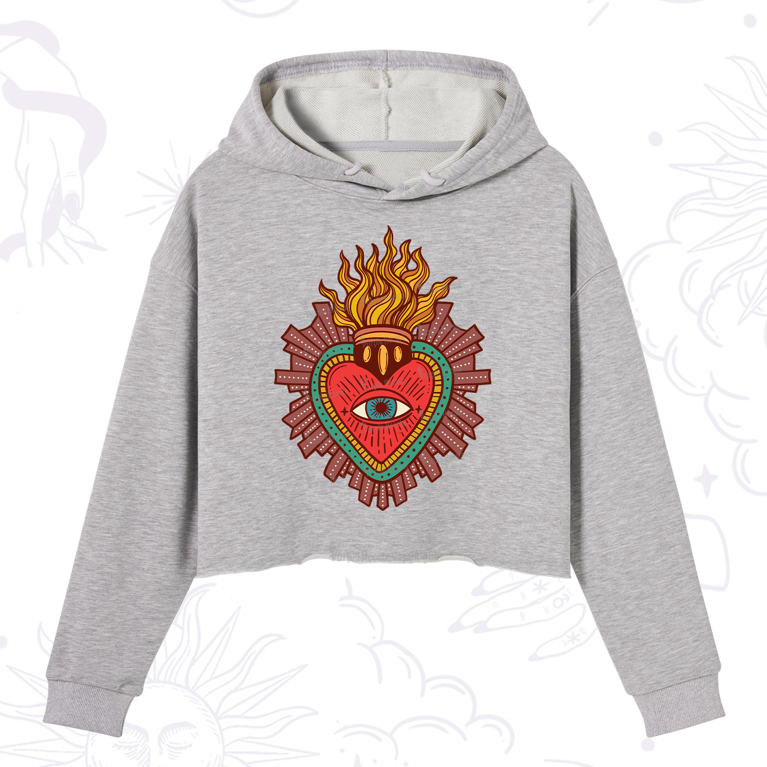 Purplehecate Sacred Heart Crop Hoodie
