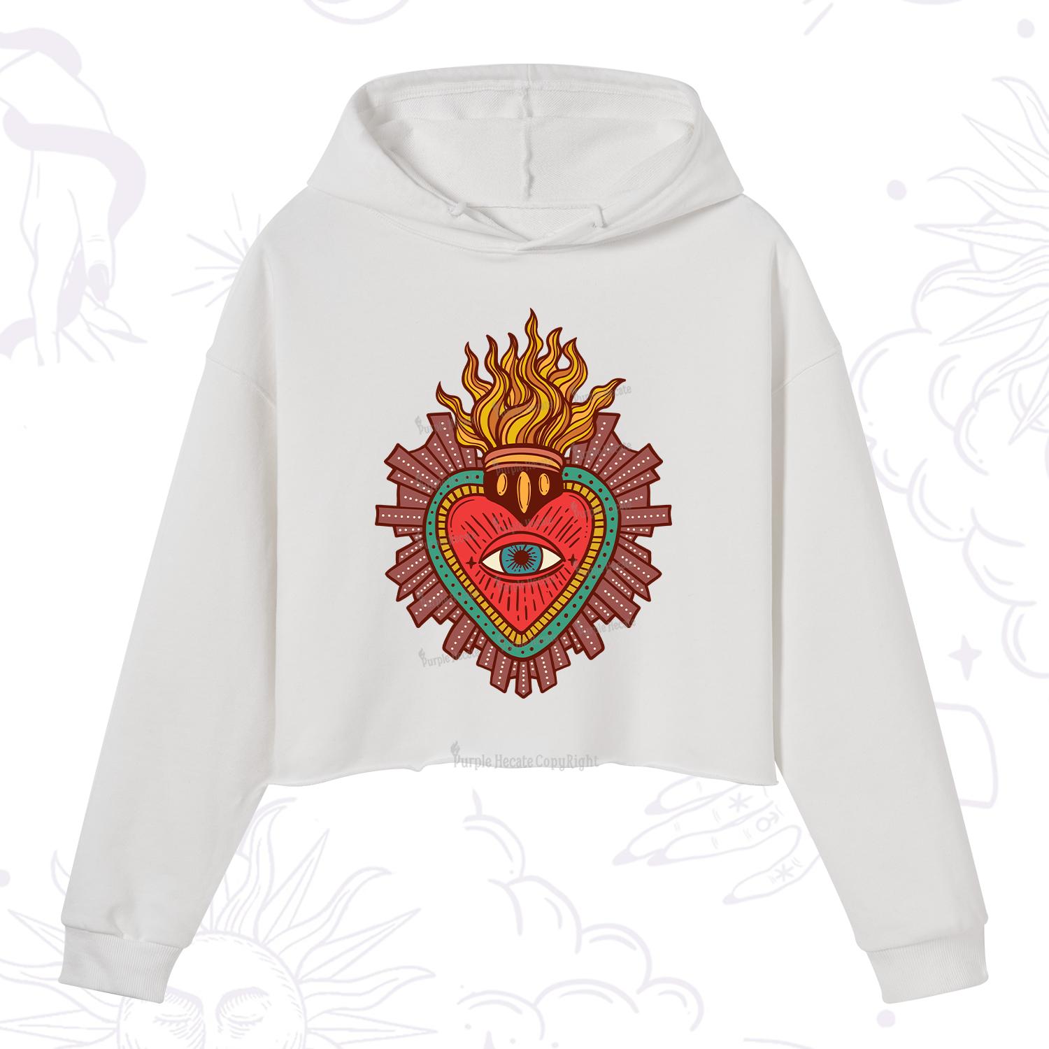 Purplehecate Sacred Heart Crop Hoodie